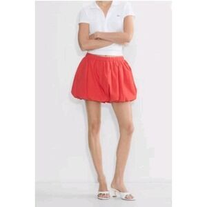Aritzia Sunday Best Poppy Red Bubble Hem Cotton Poplin Mini Skirt Small Chic